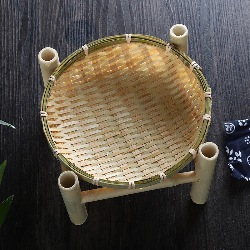 Bamboo-made plate Home Dish Pan Hot Pot Dish Snack Pan Creative Dinner Plate Round Flat Pan Snack Dish Thickened Bamboo Products-Taobao
