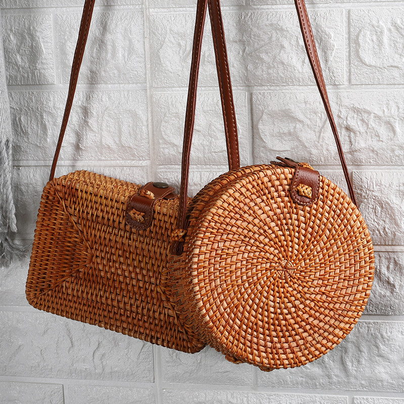 Vietnam hand-made vine bag bag bag new hundred and ins-lined small round bag bag