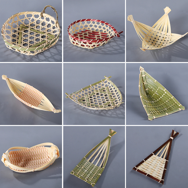Triangle Desktop Storage Mini Small Fruit Tray Pastry Bamboo Woven