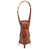Handmade bamboo woven retro flower basket flower arrangement vase flower stand hydroponics Japanese flower arrangement decorative ornaments tea ceremony Zen style