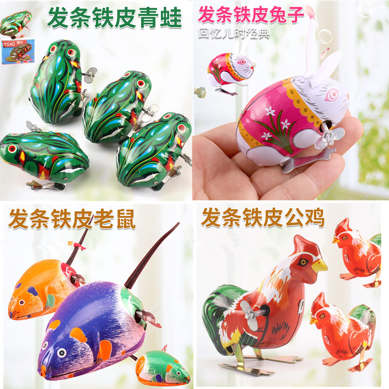 Tin frog jumping jumping frog children's wind-up small animals after 80s classic nostalgic wind-up wind-up toy educational gift