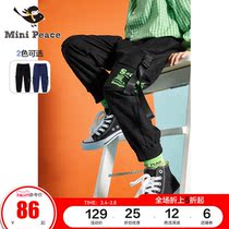 minipeace PEACEBIRD kids boys spring new overalls slacks kids letter offset pants Ole