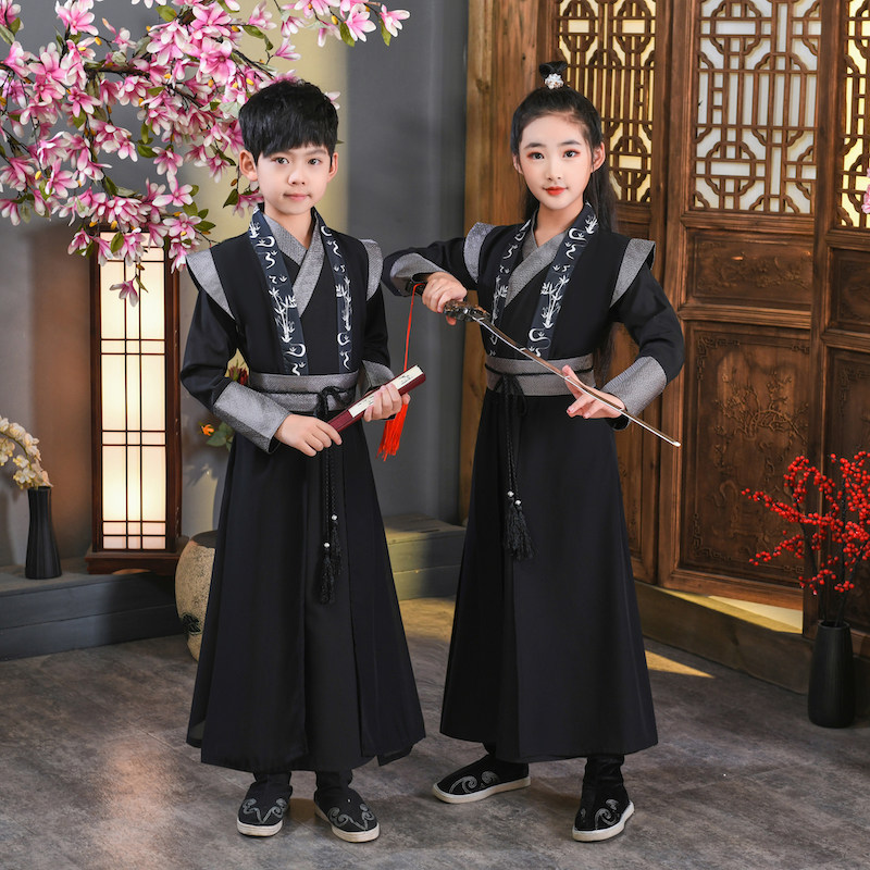 Boy Hanfu Gongfu Gongson Prince Shaoku to serve in China Wind China School of the Year for men and women's children's book Child Performance Costume Spring Autumn Suits