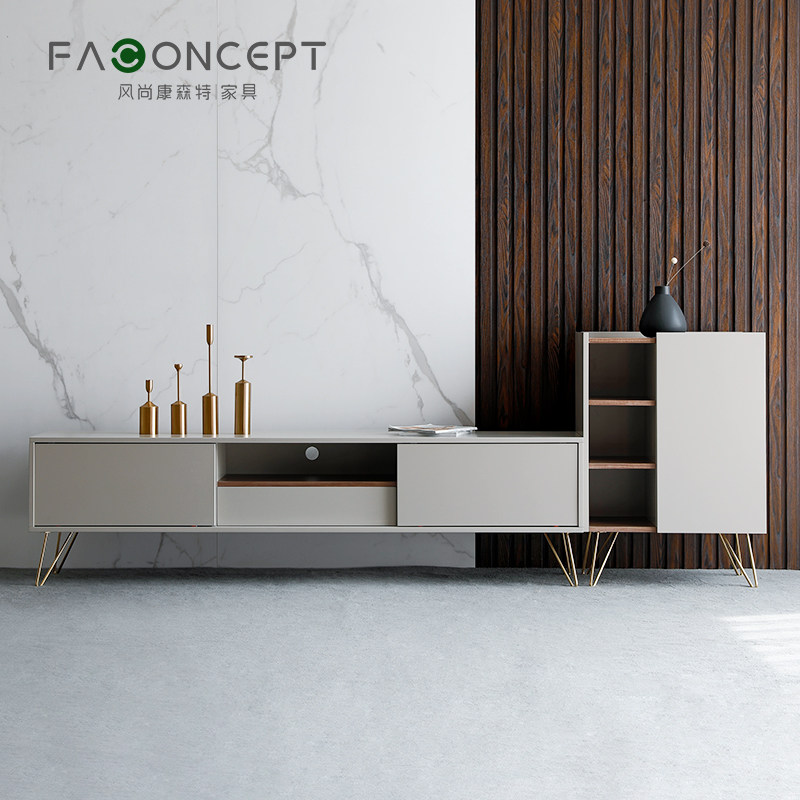 Nordic TV Cabinet Composition Small Household Type Storage Video Cabinet Willpower Light Lavish Solid Wood Modern Minimalist Living-room Furniture