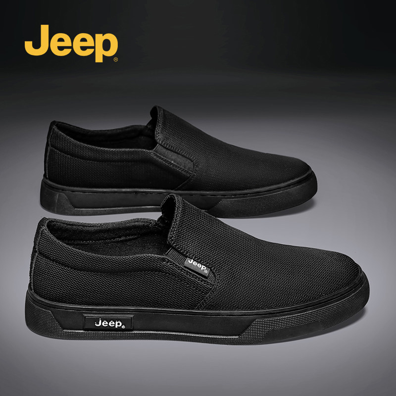 jeep gip summer men's shoes 2022 new one foot pedal soft-bottom deodorant casual black men's old beijing cloth shoes