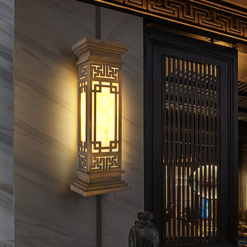 New Chinese style marble wall lamp living room background wall aisle corridor Chinese style villa hotel engineering decoration antique lamp