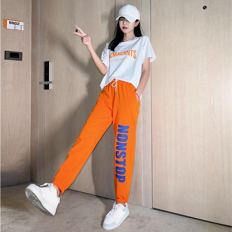 Summer Net Red Loose Fashion Foreign Air Sports Suit Women's Pure Cotton Korean Version Temperament Walk Dance Square Dance Two Sets-Taobao