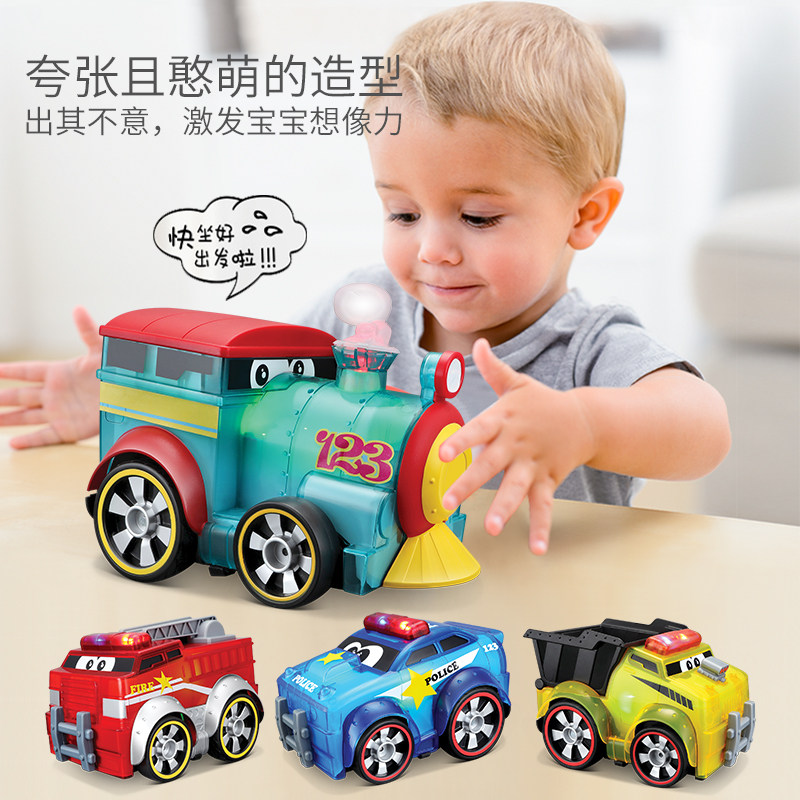 Italian children's toy car boy haired sound and light car fire cop car baby puzzle cartoon small train
