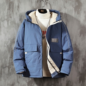 男士秋季连帽外套加厚棉袄工装夹克休闲上衣