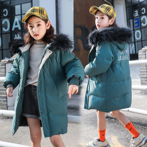 女童棉衣韩版羽绒外套中长款风衣棉袄女童装