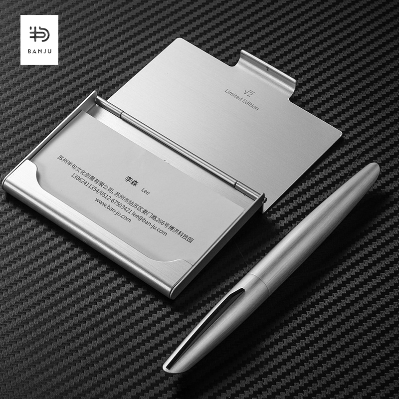 Half-sentence Name Sheet Box Name Sheet Clips Male Business Portable Name box Carry-on Business Card Containing Box Ladies Large Capacity High-end Refined Business Card Casket Gold Belong to the box Card Box Custom