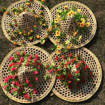 Lexiang Ogasawara Hat Hat Ethnic Children Adults Bamboo Choreographers Hat Props Dance Pure Handmade Decoration Square Dance