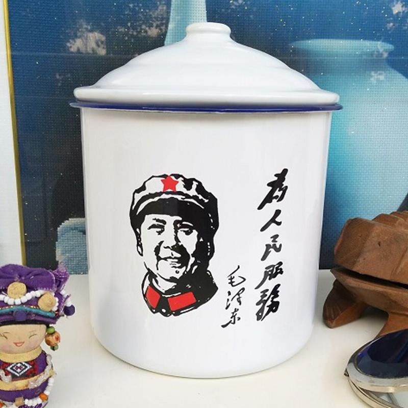 Classic nostalgic enamel cup extra-large thickened enamel iron tea jar retro old-fashioned enamel cm 16 water cup