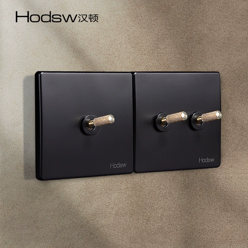 Ретро латунный переключатель, черная световая панель, скандинавский стиль