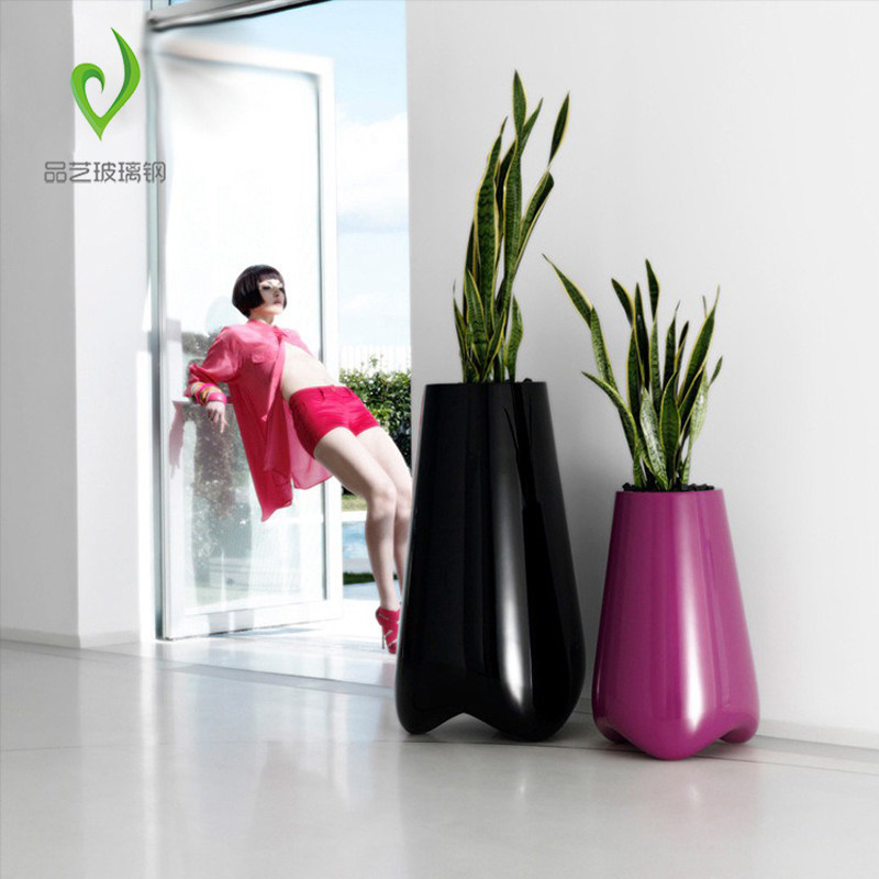 Eurostyle Fiberglass Colored Landing Large Vase Hotel Front Door Decorate Swing Decorated Mall Sample House Display Center Decorative Floral