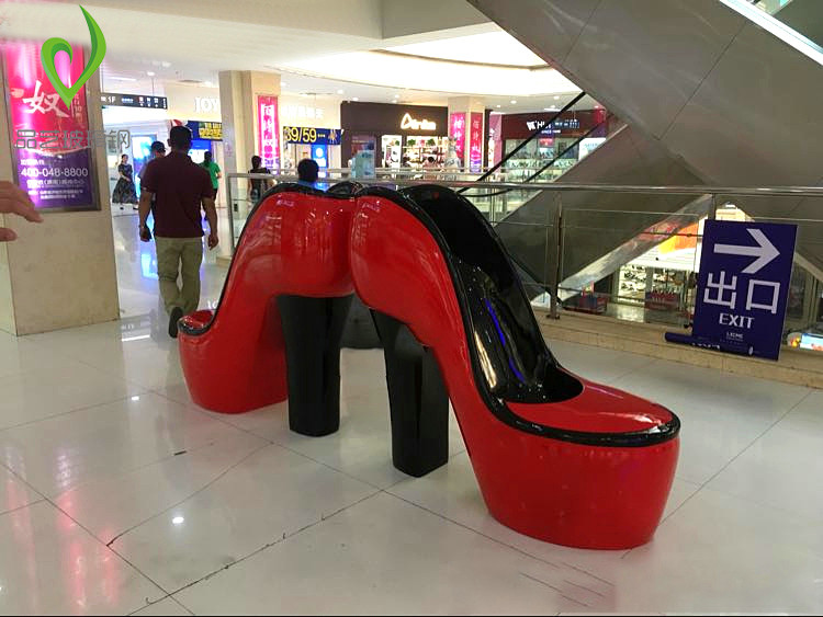 Large Mall Glass Fiber High Heel Shoe Model Sculpture Casual Seat Beauty Chen Decorative Swing Accessories Rest Area Waiting Chair