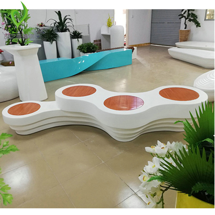 Outdoor Fashion Beauty Chen Glass Fiber Round Bench Casual Seat Mall Hotel Public Rest Area Waiting Chair