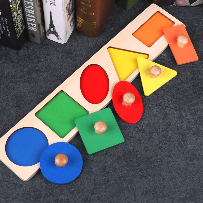 Hand grip panel panel geometric shape pairing baby jigsaw baby jigsaw young children building blocks for early teaching puzzle toys