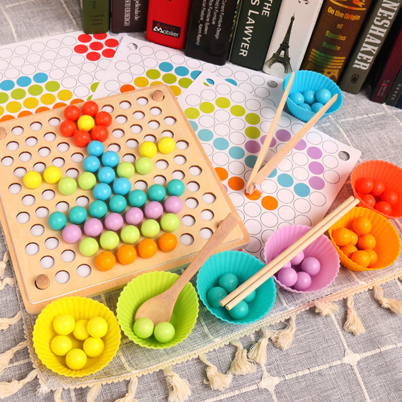 Clip beads Montessori early education teaching aids fine motor training kindergarten children's educational toys 2-3-4 years old boys and girls 5