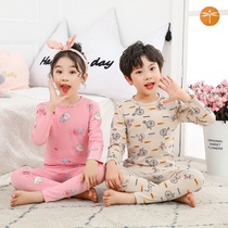  Childrens anti-cold pajamas mens underwear set Cotton girls  home clothes Cotton baby cotton sweater to keep warm boys