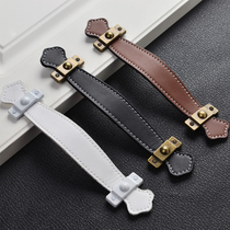 European new Chinese Nordic simple leather handle personality cabinet leather handle Cabinet door drawer Black white handle