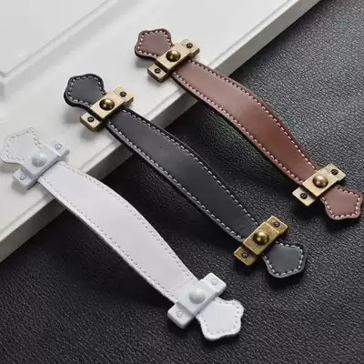 European New Chinese style Nordic simple leather handle personality cabinet leather handle cabinet door drawer black white handle