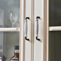 European style pastoral Chinese American modern simple black and white ceramic handle wardrobe door drawer single hole handle small