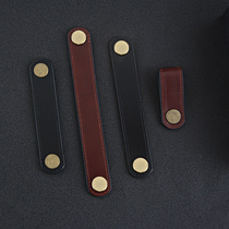 Nordic drawer modern minimalist leather wardrobe door handle cabinet childrens anti-collision belt cabinet door handle leather
