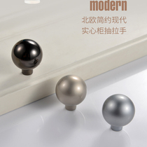 Modern simple round single hole handle Round ball handle American wardrobe cabinet drawer Wine cabinet door Black small handle