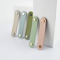 Light luxury leather handle gold brass Nordic ins head layer cowhide cabinet door drawer leather handle anti-collision