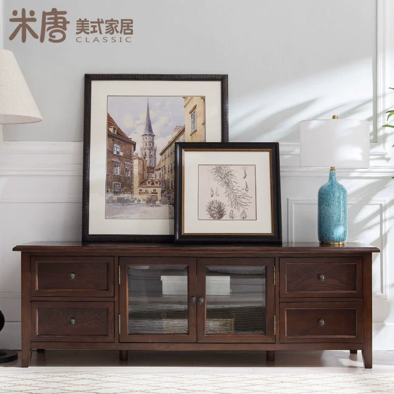 Midang American Country Classic Ash Wood Furniture Tủ tivi 2m Tủ nghe nhìn Nội thất phòng khách Eaton - Buồng