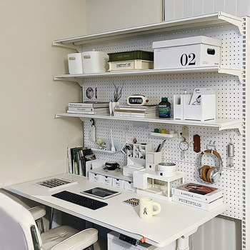 Hardware hole board bookshelf girl desk bookcase vertical floor display integrated student desk storage rack