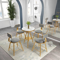 Nordic Milk Tea Shop Table And Chairs Casual Marble Small Round Table Coffee Hall Balcony Table And Chairs Sweet Shop For Home Three Sets