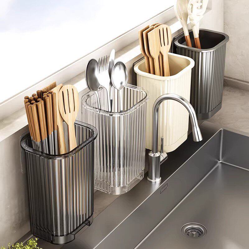 Chopstick rack wall-mounted household chopstick tube kitchen household new drain storage box chopstick basket chopstick cage B371