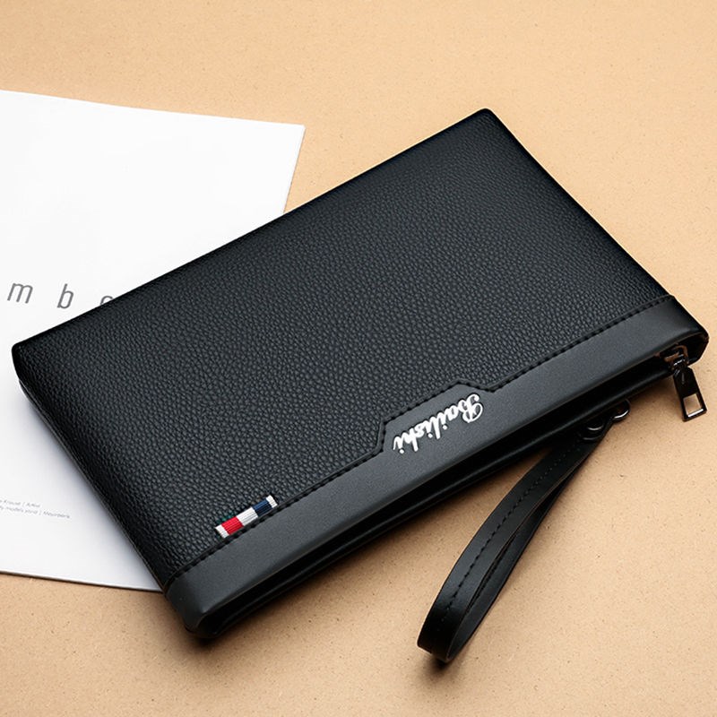 Head Layer Cow Leather Soft Bull Leather New Men's Handbag Large Capacity Hand Holding Bag Business Casual Men's Wallet Hand Grip Bag