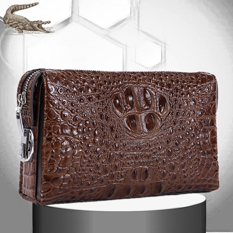 New Thai leather bag men's real crocodile leather handbag men's password lock large capacity hand grab men's bag clutch wallet