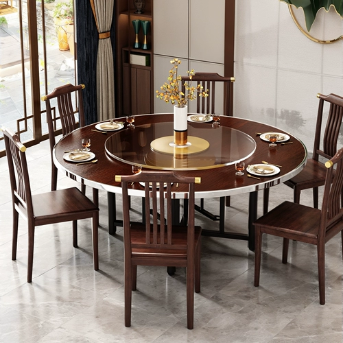 Обеденный стол из массива дерева на 10 и 15 человек, круглый стол, новый китайский круглый обеденный стол, отдельная столешница для дома с поворотным столом.