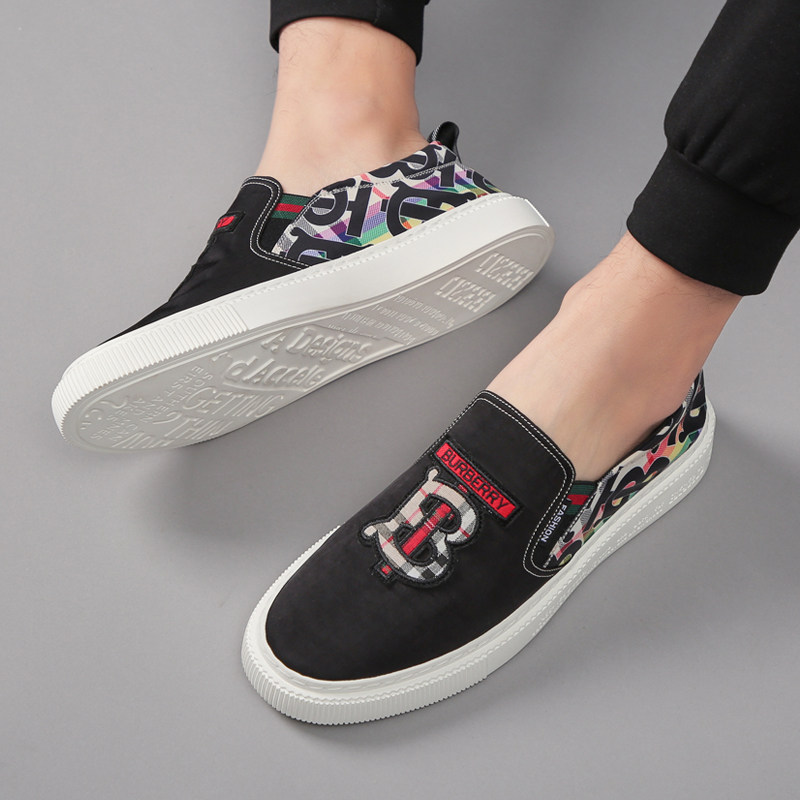Lazy shoes men canvas shoes low helping a summer trend hundreds of breathable leisure embroidery printed flower shoes