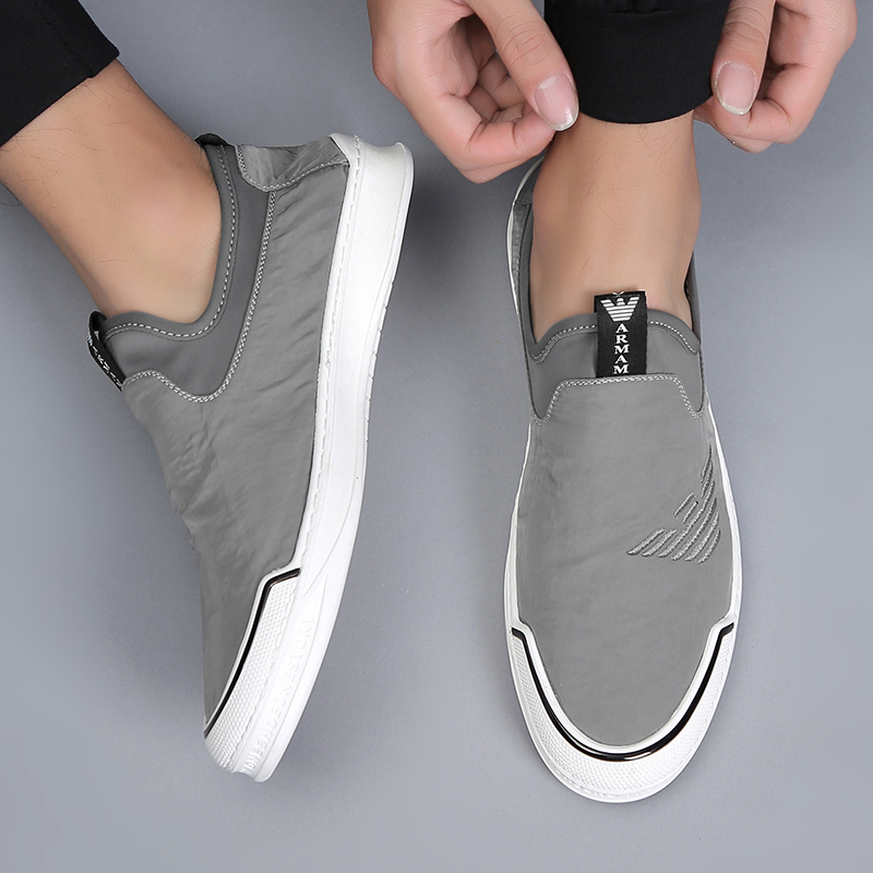 Canvas shoes men's social trend of breathable one - foot, 2023 new summer casual shoes gray lazy shoes