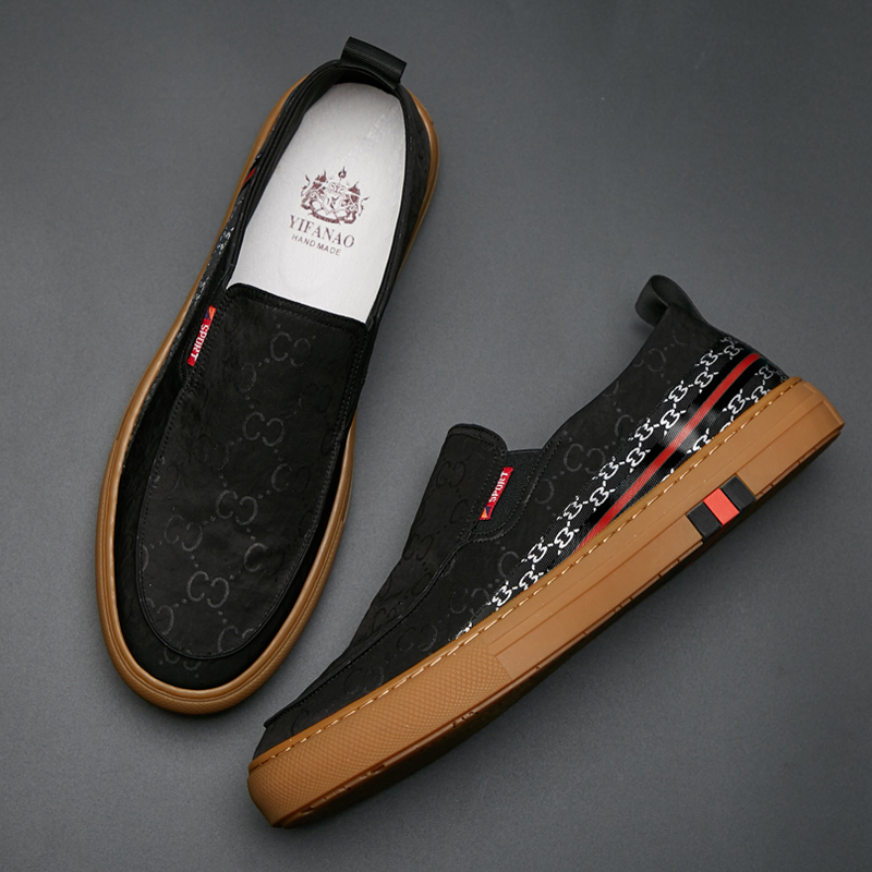 Doudou shoes men's tide brand beef tendon bottom cloth shoes lazy casual one pedal Korean version trend quick-drying canvas loafers men