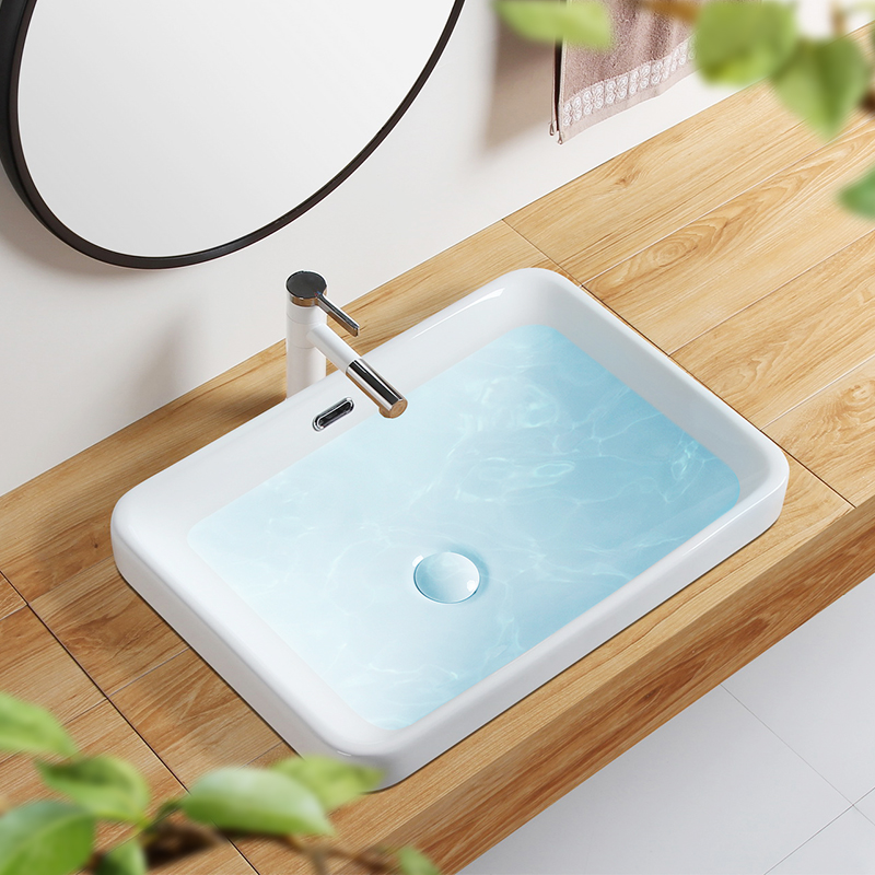 Sid bathroom countertop basin semi-embedded countertop basin washbasin ceramic washbasin household square round washbasin