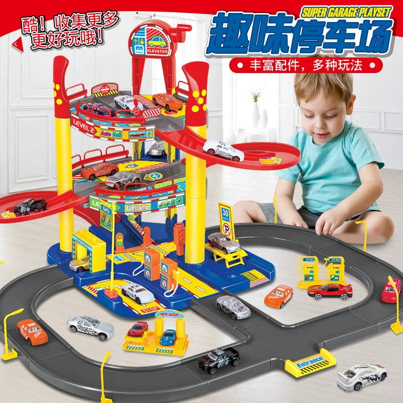 Câu đố nhiều tầng đậu xe lớn đồ chơi trẻ em lướt qua xe đua boy hợp kim mô hình xe quà tặng - Đồ chơi điều khiển từ xa