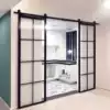 Glass barn door Hanging wheel Kitchen powder room Nordic hanging sliding door Aluminum Alloy folding door Sliding door Partition sliding door