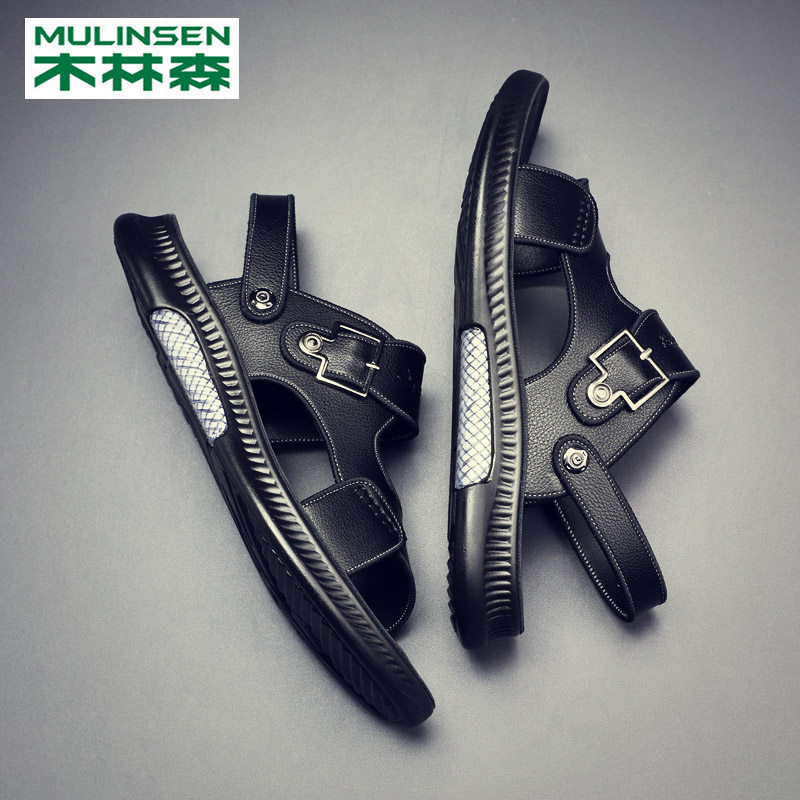 Wood Linson Men's Slippers Summer New Outwear Men's Shoes Outside Cool Slippers Driving Deodorant Soft Bottom Outdoor Sandals