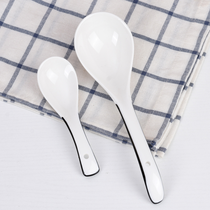 Ceramic big spoon Chinese-style small spoon pure white porcelain soup large soup spoon single pack