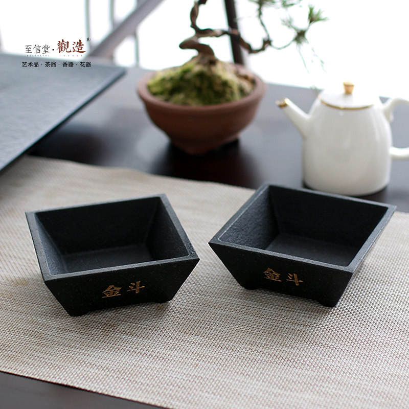 Natural black gold stone tea tray Household simple stone decoration Dayjin bucket gold multi-functional tea ceremony accessories