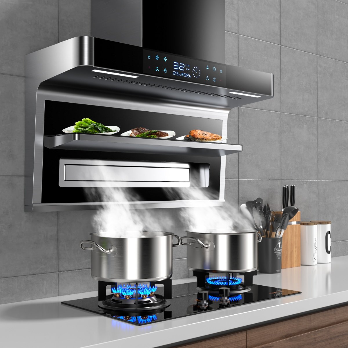 Good wife kitchen range hood Gas stove package Household side suction smoke stove Smoke eliminator appliance set combination