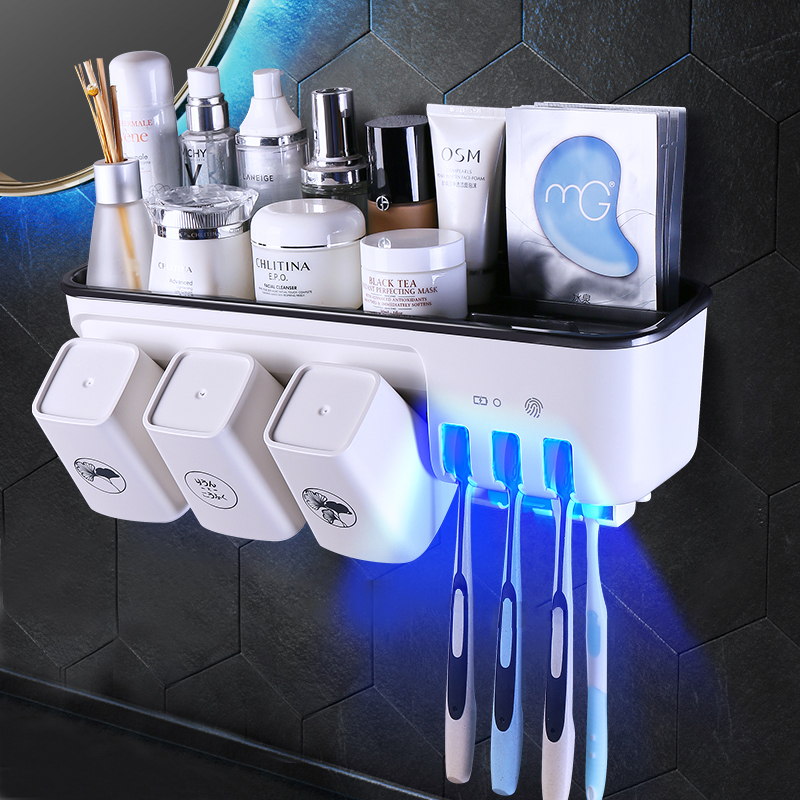 Intelligent electric toothbrush holder sterilizer ultraviolet sterilization toilet bathroom free punch shelf wall hanging wall type