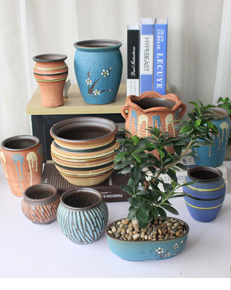 European fleshy flower pot through tall) tao meaty plant flower implement mercifully glaze creative flowerpot ceramic contracted