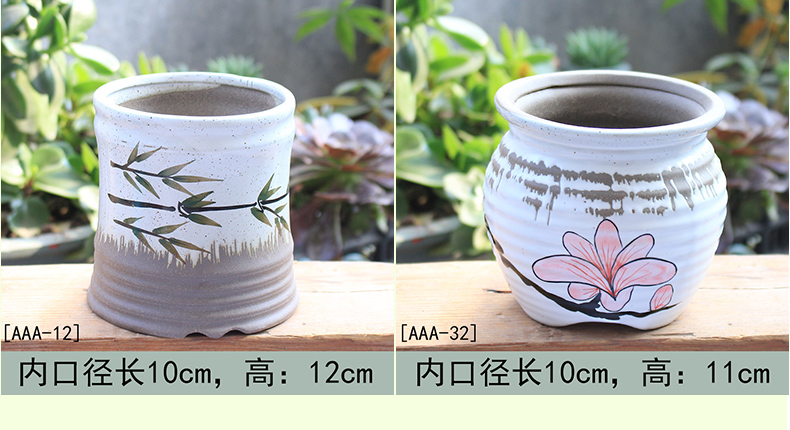 Large - diameter pot hand - made creative coarse pottery flowerpot Large pottery flowerpot more breathable, fleshy meat basin ceramic old from running